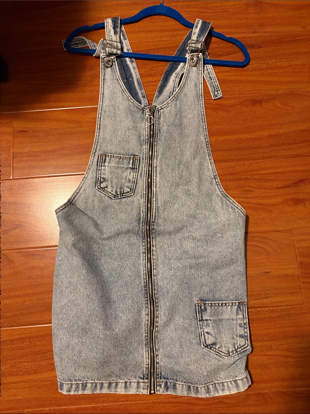 Abercrombie & Fitch Light Wash Denim Pinafore Dress